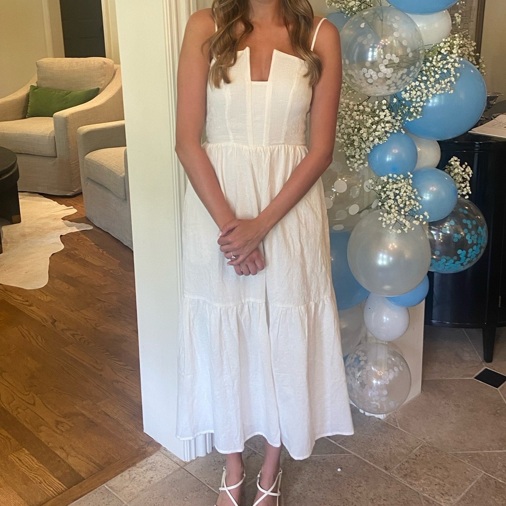 Lulu's Cream Textured Midi Dress